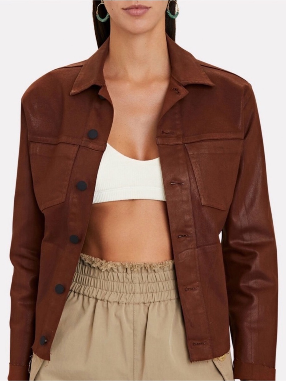 L’Agence Janelle Coated Jacket Brown Small